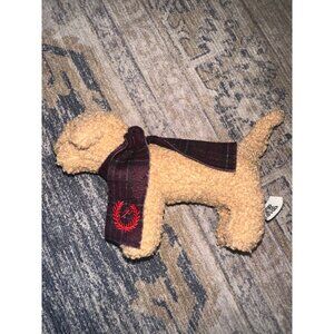 Victoria’s Secret PINK Beige Plush Dog in Plaid Vest – Collectible